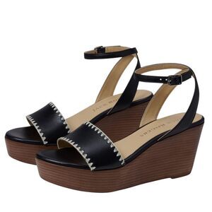 Jack Rogers  Flagler Stitch Wedge In Black/Neutral